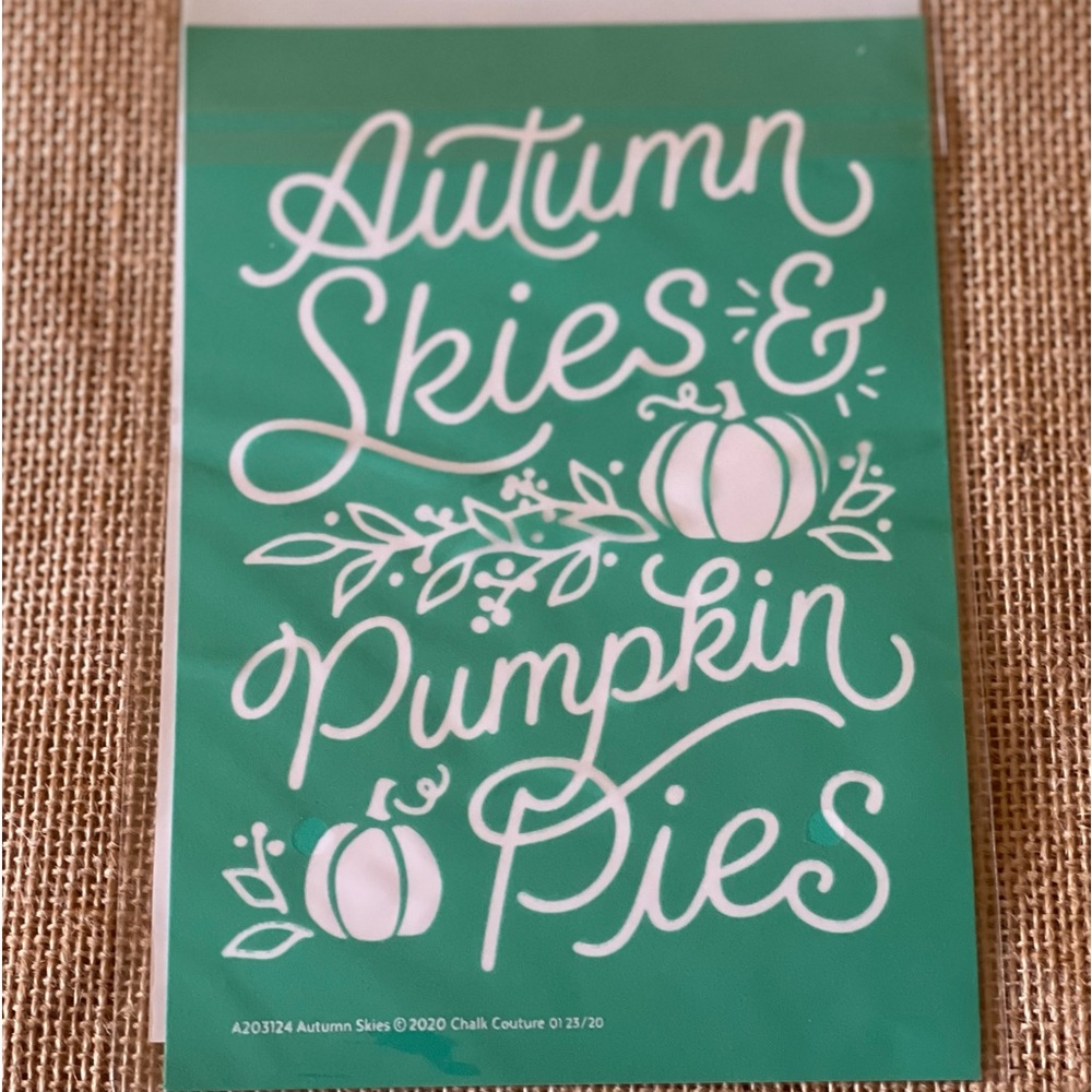 Autumn Skies & Pumpkin Pies Chalk Couture Transfer Size A